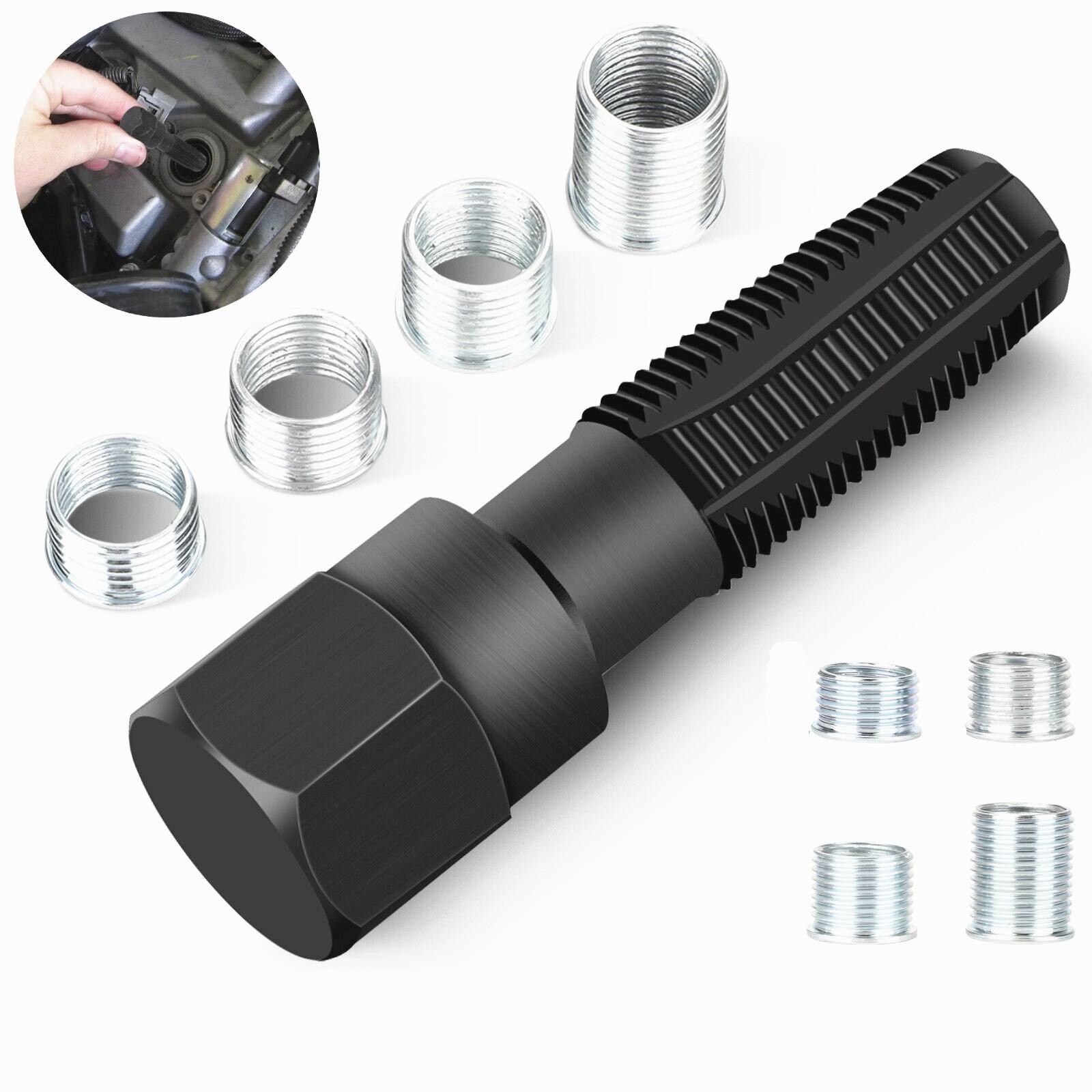 M14 x1.25 Spark Plug Rethread Thread Repair Kit Reamer Tap with 4 Inserts A