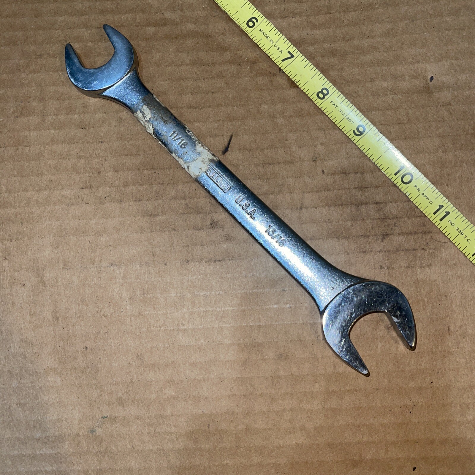NOS Allen USA 21013 11/16 in X 13/16 in SAE Open End Wrench Vintage