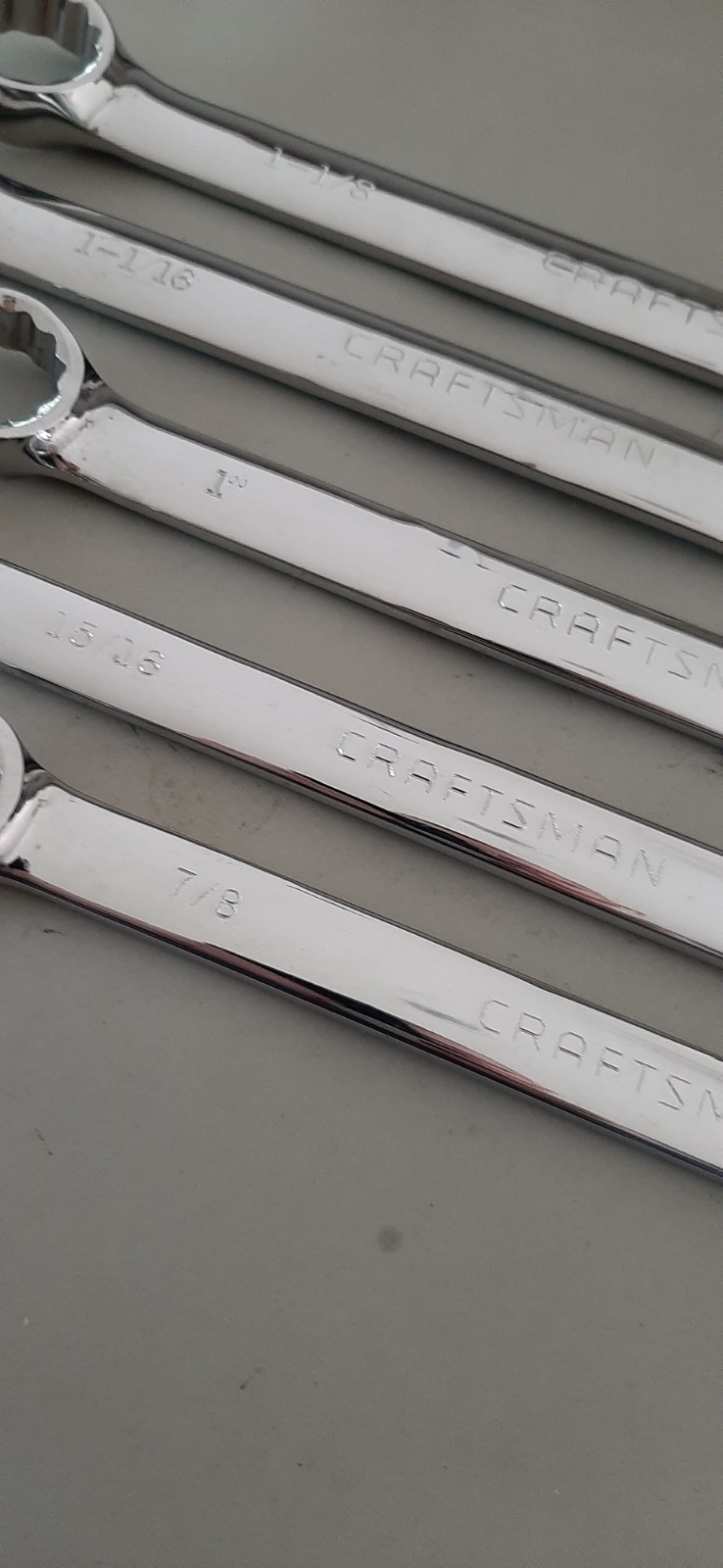 CRAFTSMAN COMBINATION LONG PATTERN POLISHED 12PT SAE WRENCH SET 7/8 to 1-1/8