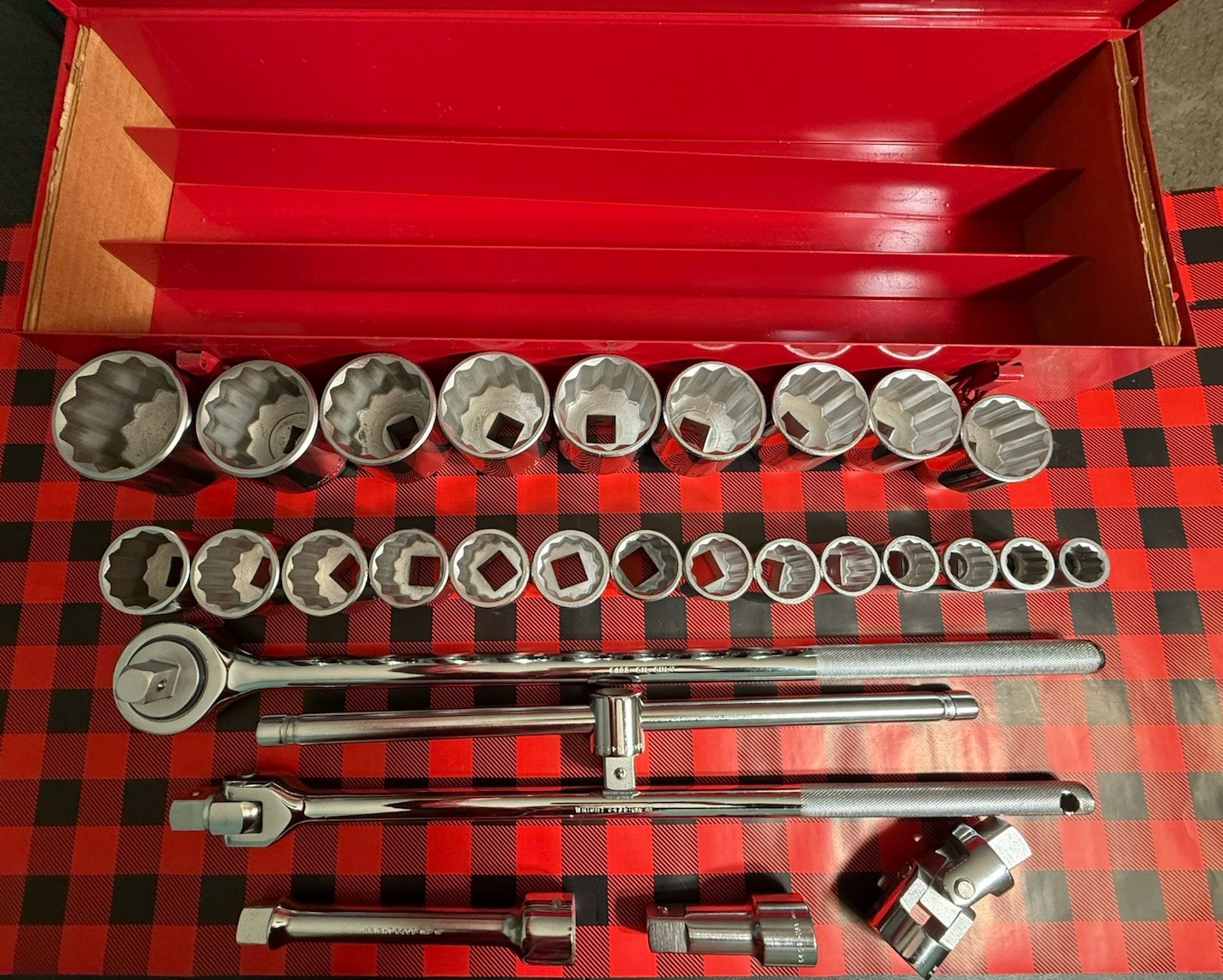 WRIGHT TOOL 28pc SAE 618 SOCKET SET 3/4” Dr 12pt STD 3/4” – 2-3/8” TOOL BOX USA