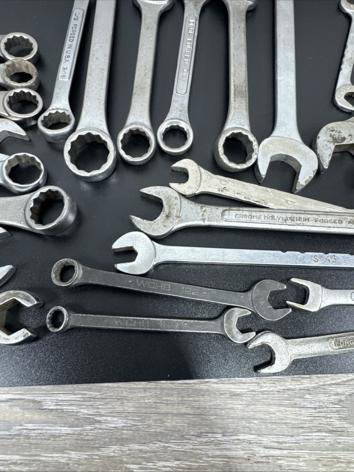 Vintage Lot of 33 Assorted Wrenches Tools Craftsman, Mac, Dunlap,Powr-Kraft,More