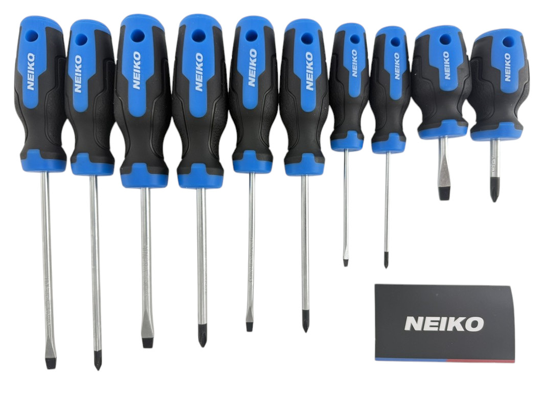 10pc Neiko NEW Magnetic Tip Non Slip Phillips & Flathead Screwdrivers Set 01378A