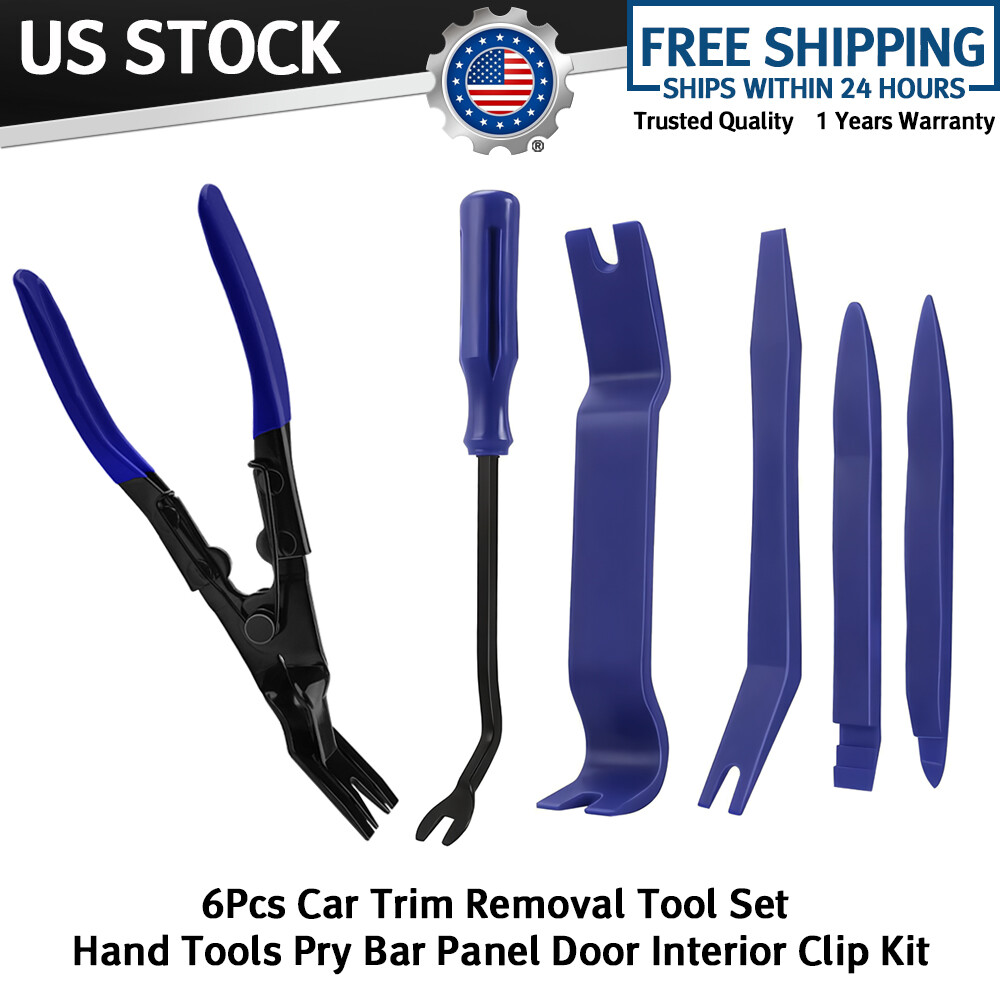 6Pcs Car Trim Removal Tool Set Hand Tools Pry Bar Panel Door Interior Clip Kit