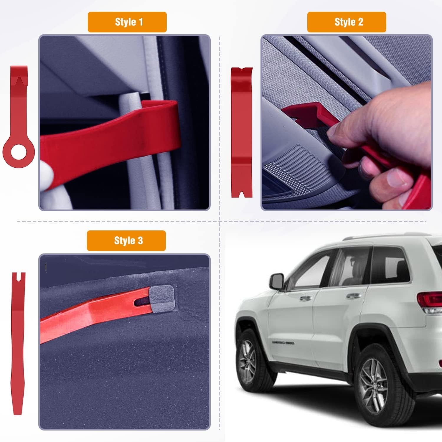Effortless 8PCS Nylon Auto Trim Scratch Removal Tool Set – Eco-Friendly, Red