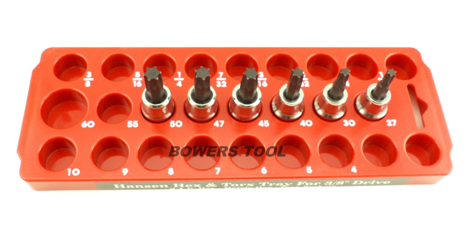 Hansen 3/8” Drive Torx & Hex Socket Organizer Tray Rack Holder Metric SAE USA