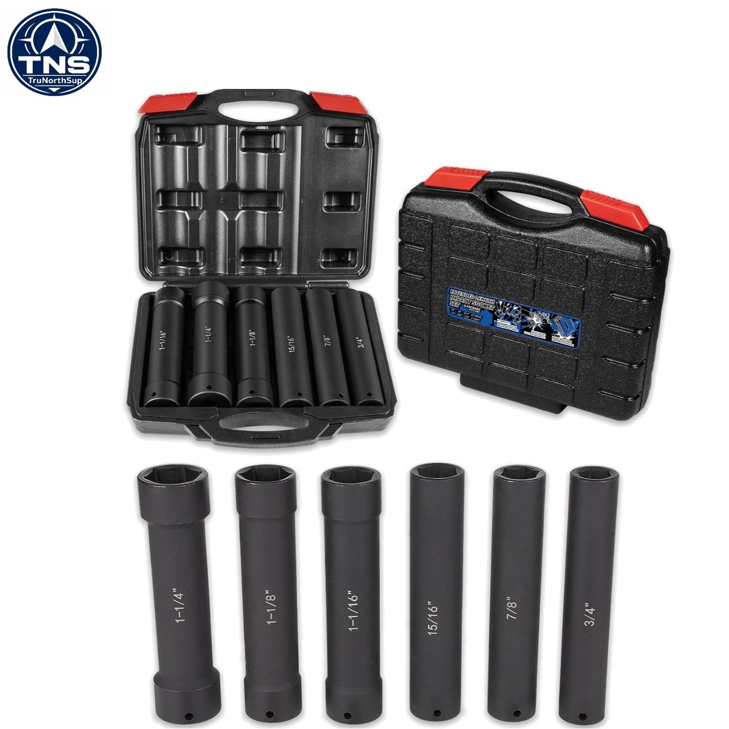 6-Piece 1/2″ Drive Extended Length Impact Socket Set – Heavy-Duty Performance