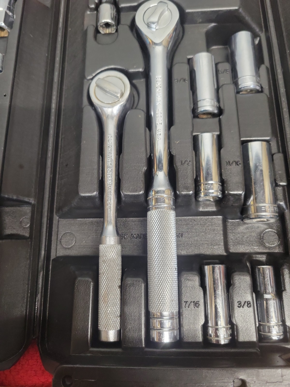 BLACKHAWK TOOLS METRIC & SAE 62 PC SOCKET SET W/CASE VTG USA 🇺🇸