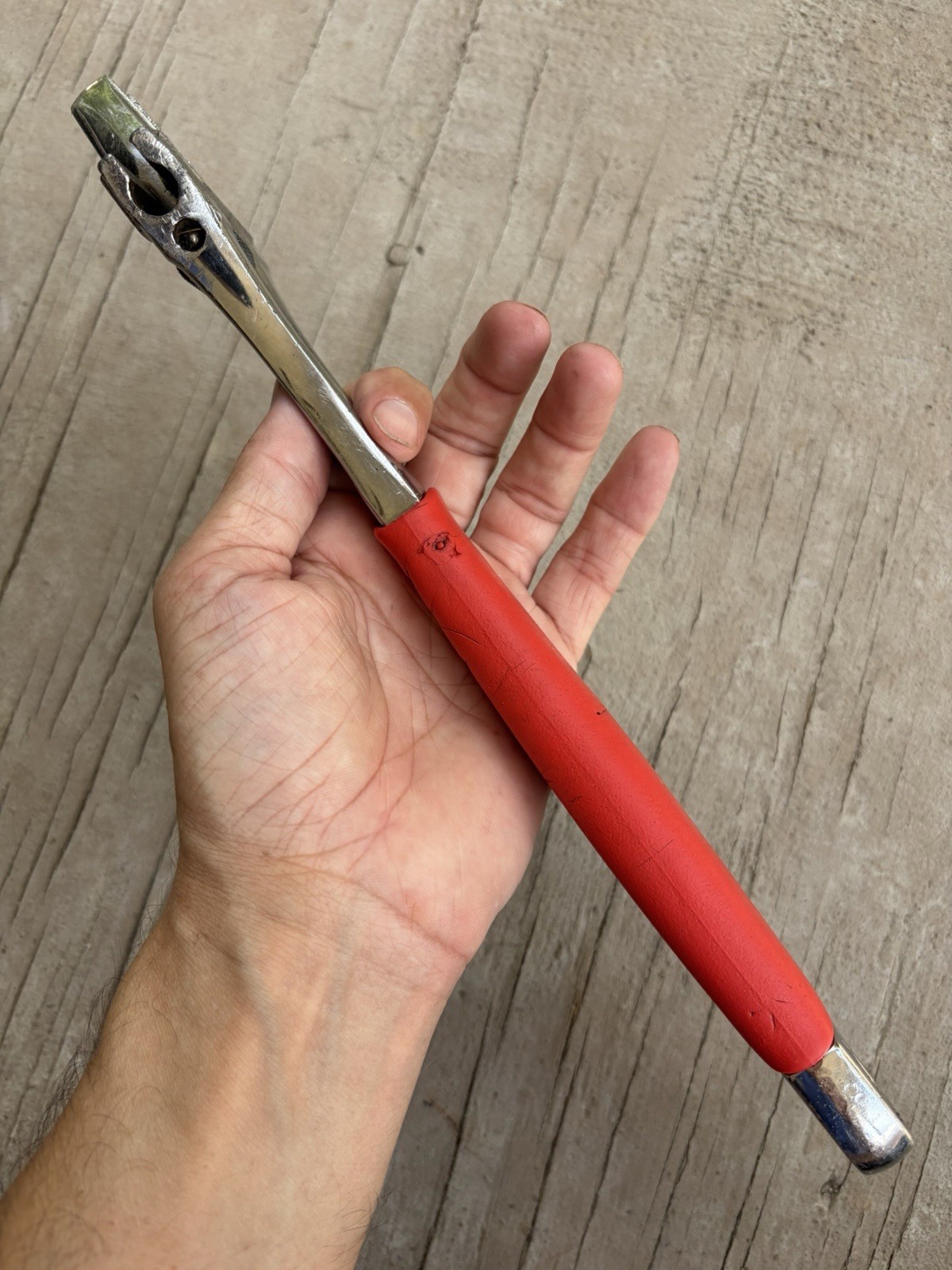 SNAP-ON 12″ INCH FLANK DRIVE PLUS ADJUSTABLE WRENCH FADH12A RED, GOOD COND SPAIN