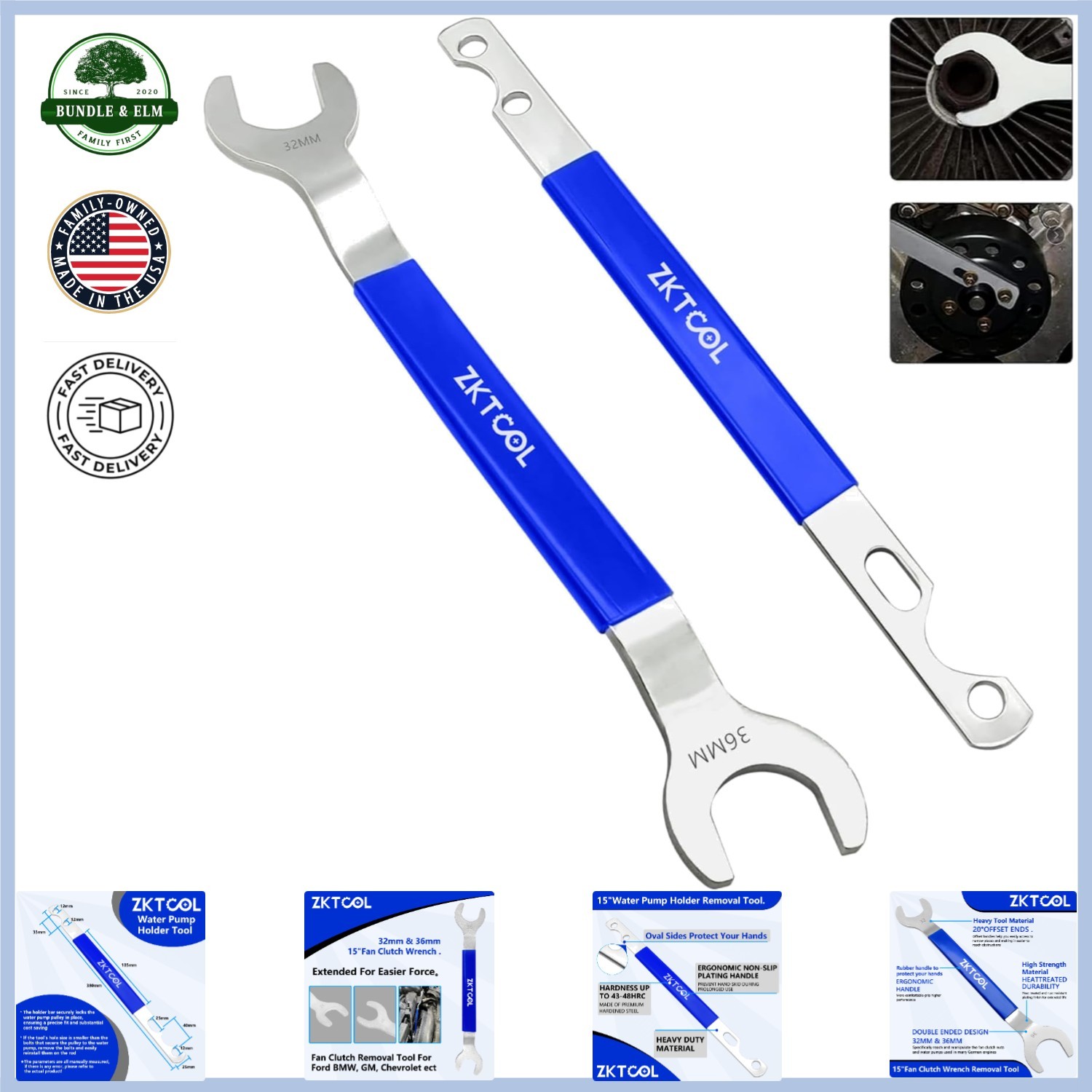 Complete Fan Clutch Wrench Set with Essential Tools for Automotive Professionals