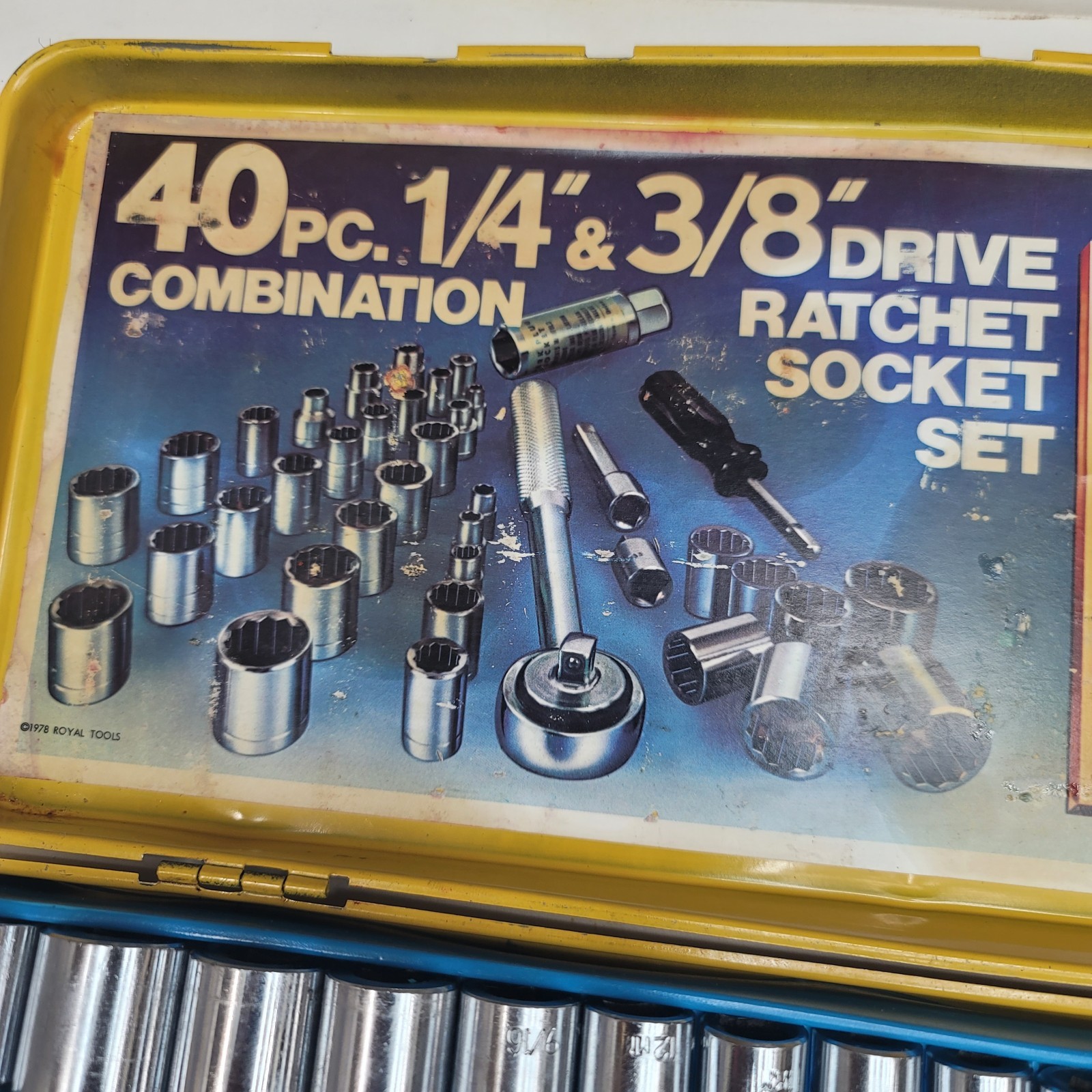 Vtg Royal Tools 40 Piece SAE & Metric Ratchet Socket Tool Set No. 275 Japan 1978