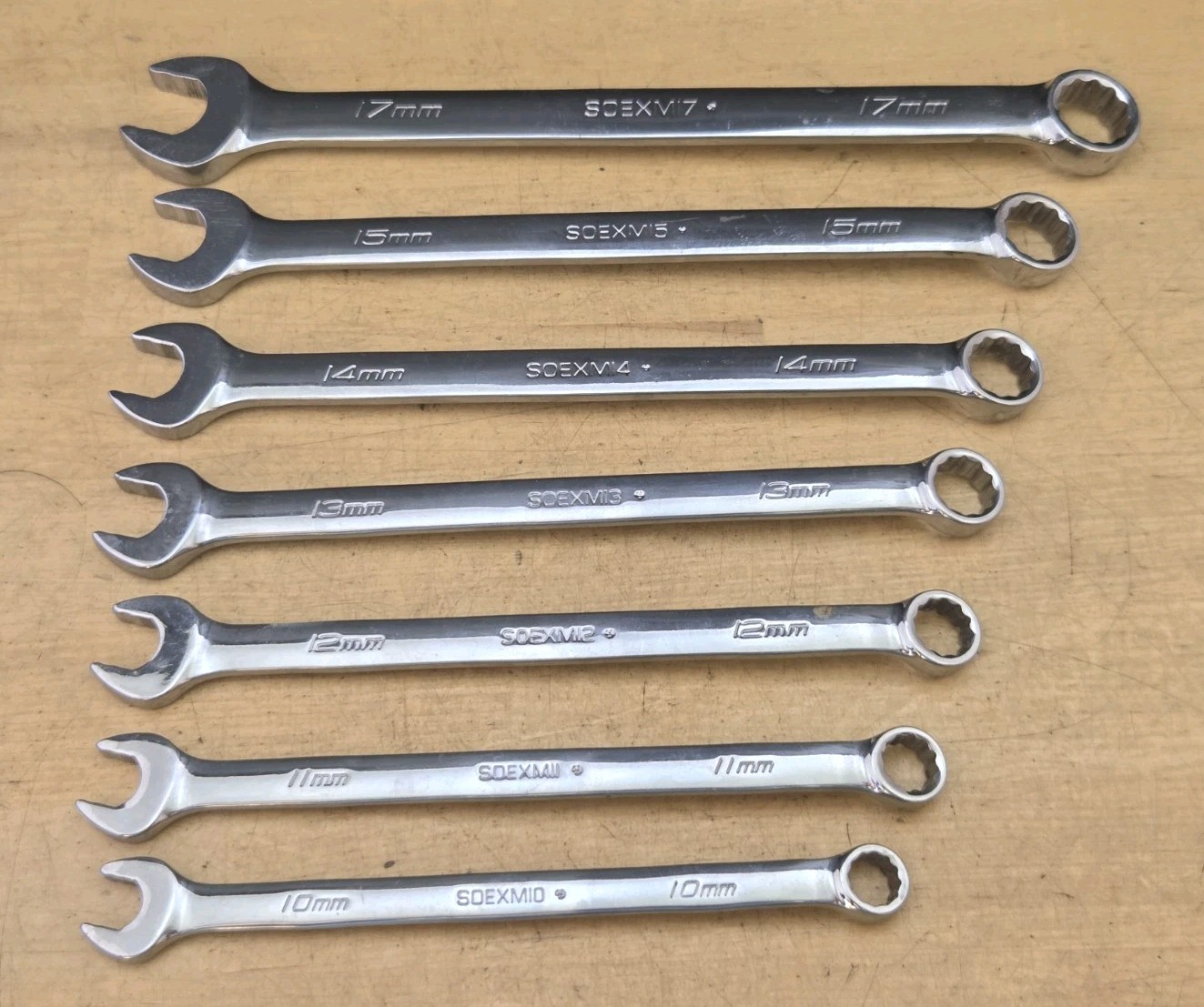 New Snap On SOEXM707 – 7 Pc 12 Pt Flank Drive Plus Combination Wrench Set
