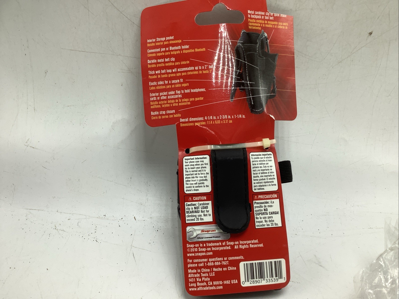 Snap on tools BLACK New cell phone holder vertical + inside pocket NEW !!!!!