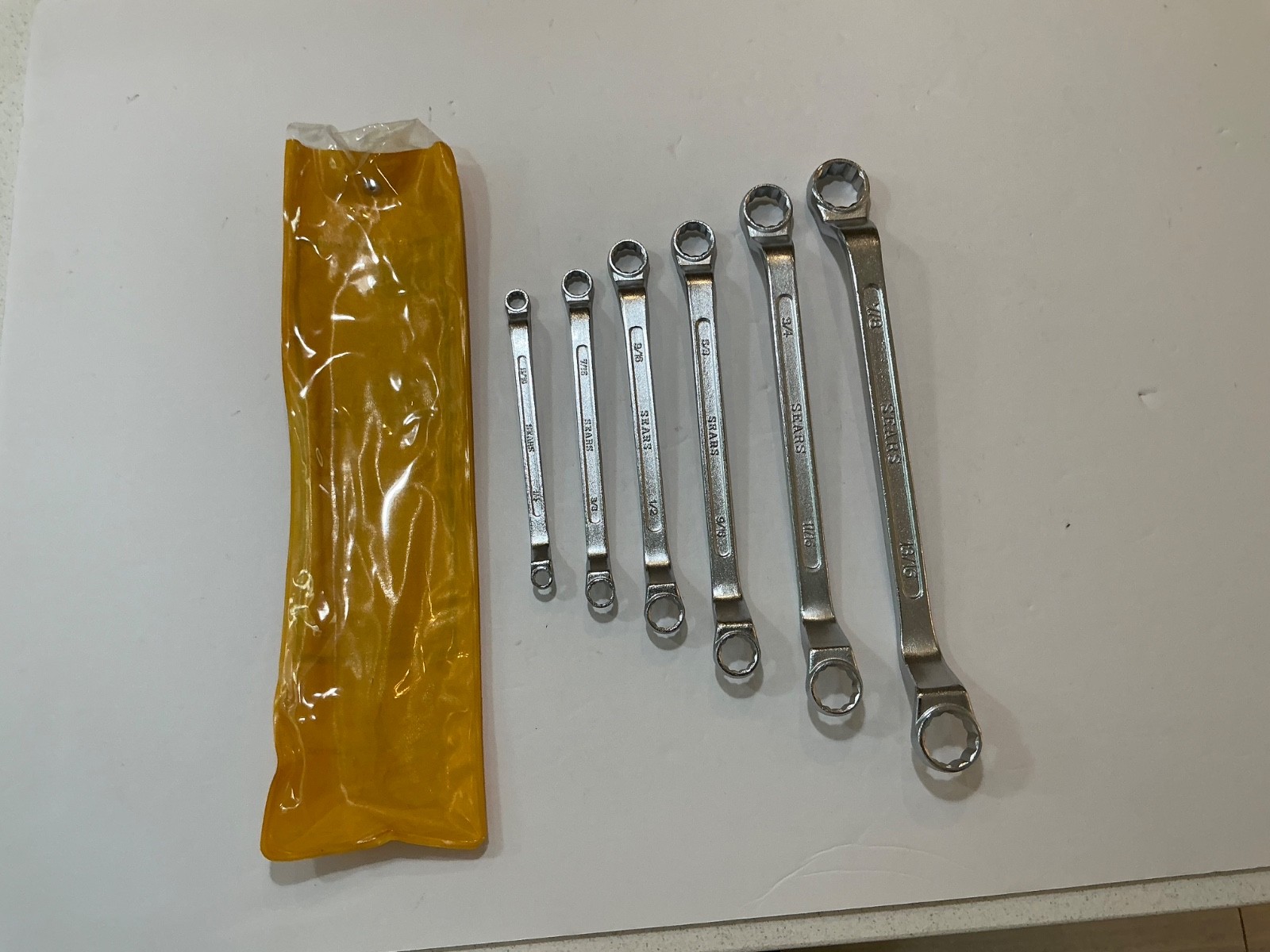 Vintage NOS Sears brand 6 box end wrench set SAE 4387 1/4” to 7/8” Japan