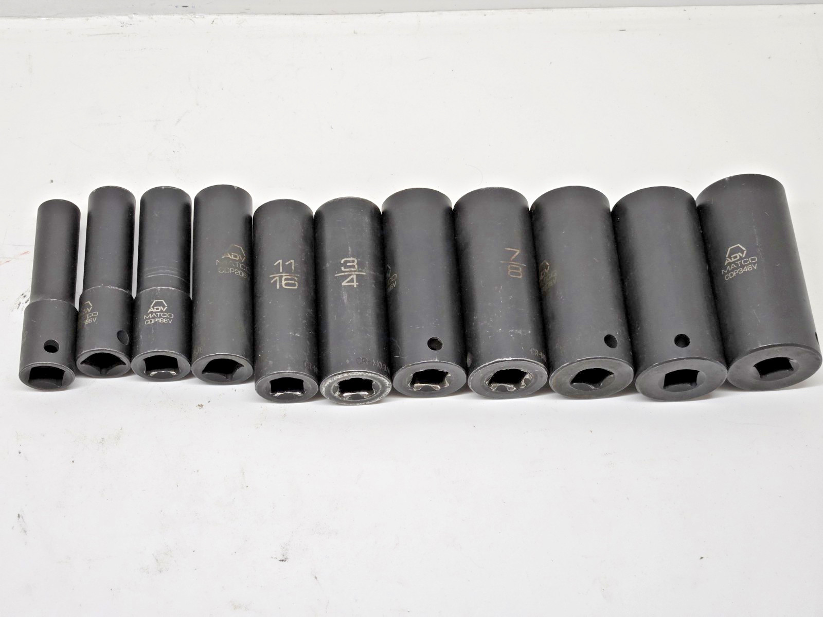 Matco Tools ADV 11 Piece SAE 1/2” Drive Deep Impact Socket Set