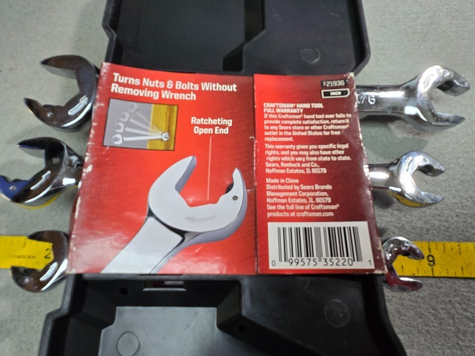 Craftsman #9-21936 4 Piece Ratcheting Open End Wrench Set NOS