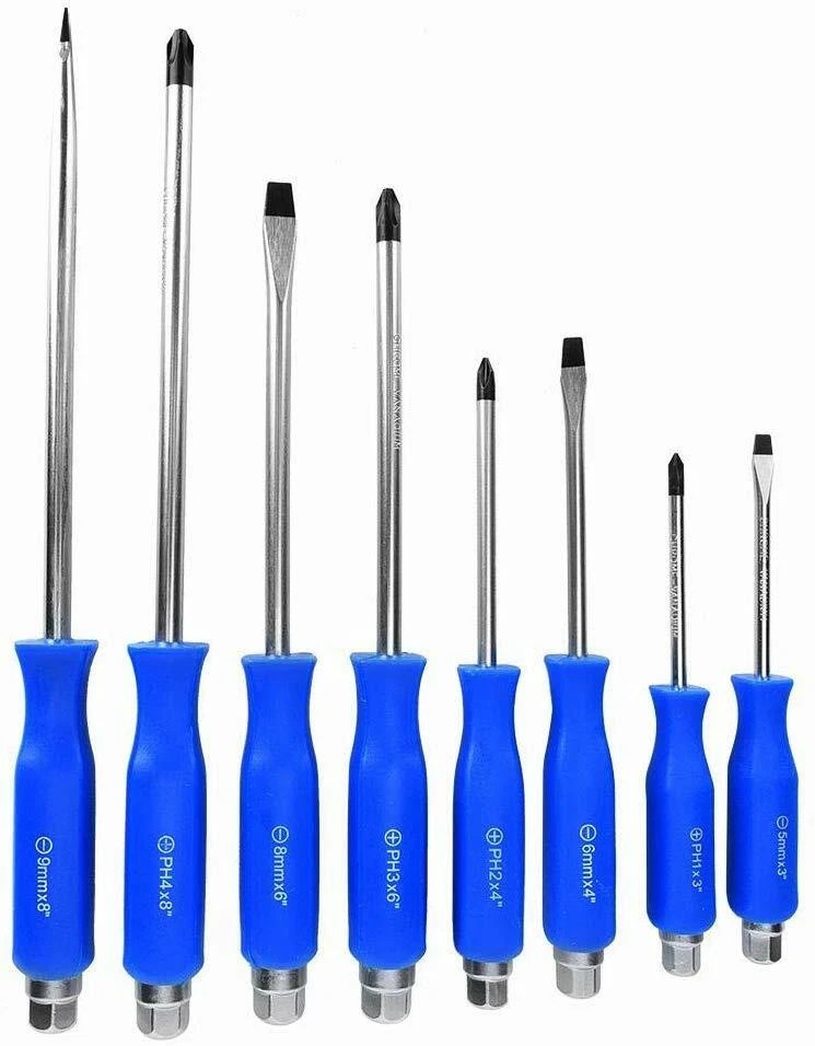 8Pc Piece Screwdriver Set | Phillips & Flathead, Magnetic Tips, Ergonomic Grip