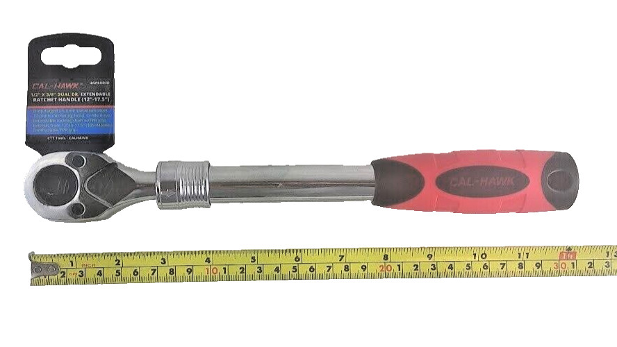 1/2″ x 3/8″Dual DR Head Extendable Ratchet Wrench 72 Tooth Handle ( 12″- 17.5″)