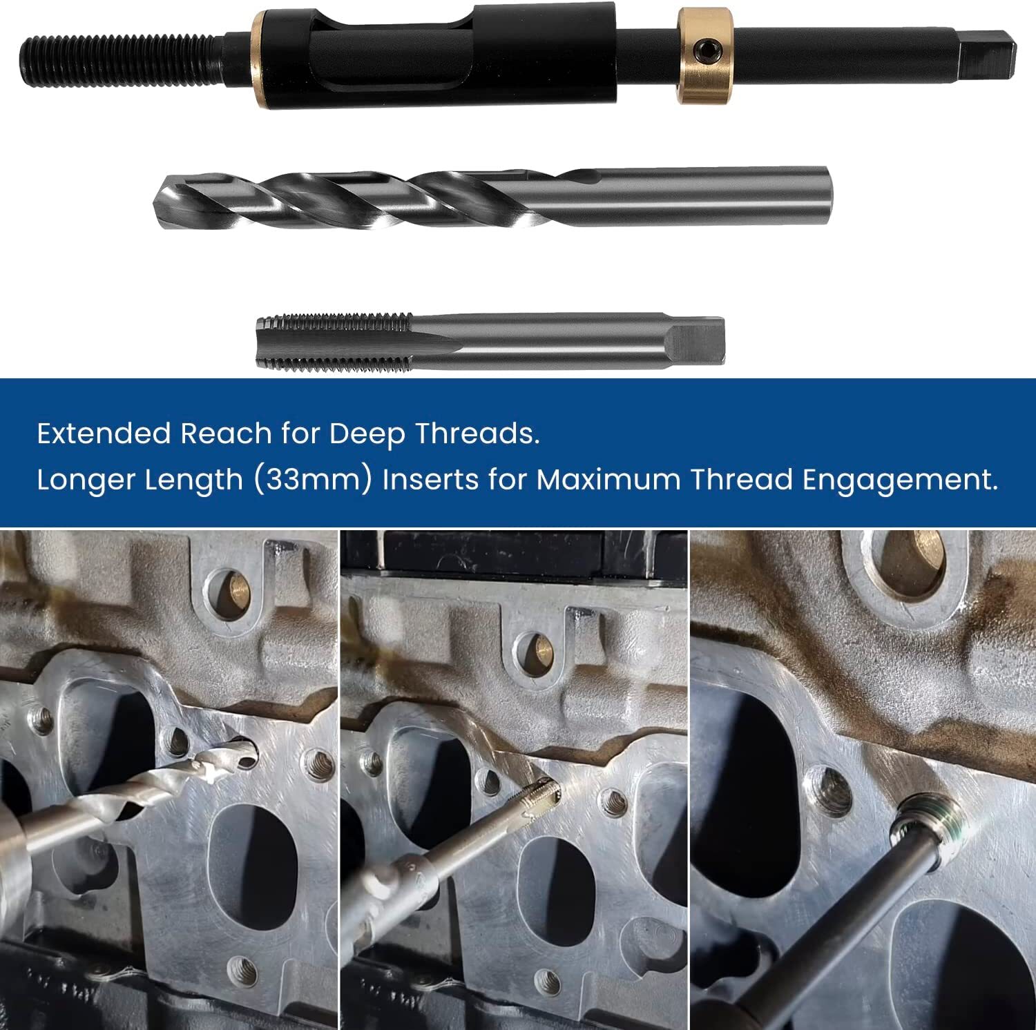 35119S M11 x 1.5 Metric Head Bolt Thread Repair Kit for Cadillac Honda Toyota