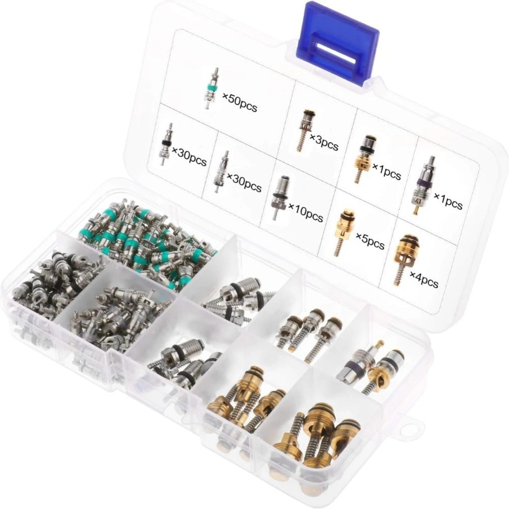 Auto AC Valve Cores 134pcs Green White Black for R134a For R12 Systems