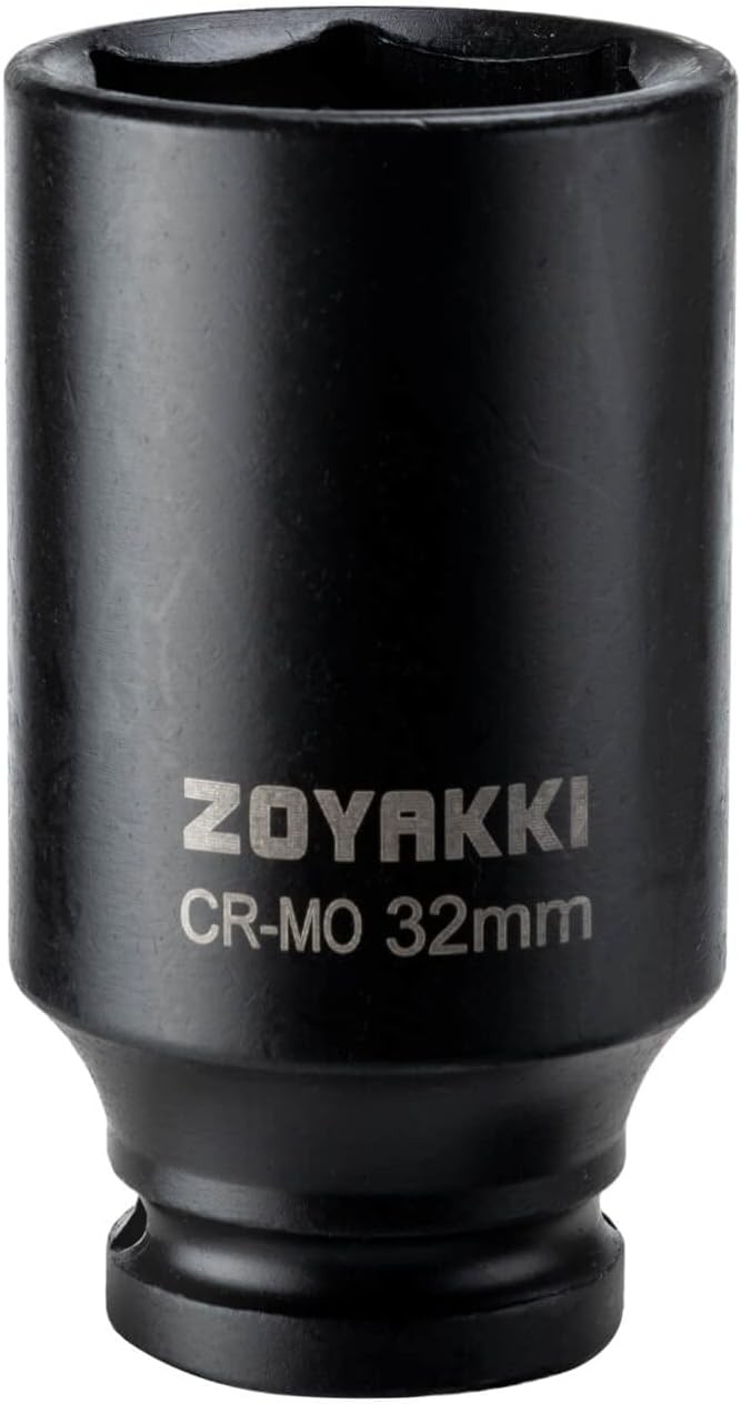 1/2″ Drive x 32 mm Deep 6 PT Impact Socket, CR-MO, 1/2-inch 6 32mm