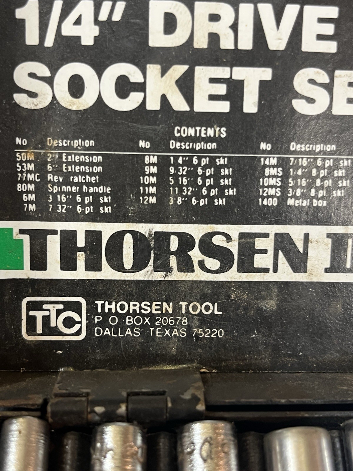 Vintage Thorsen II 16 Piece 1/4” Drive Socket Set