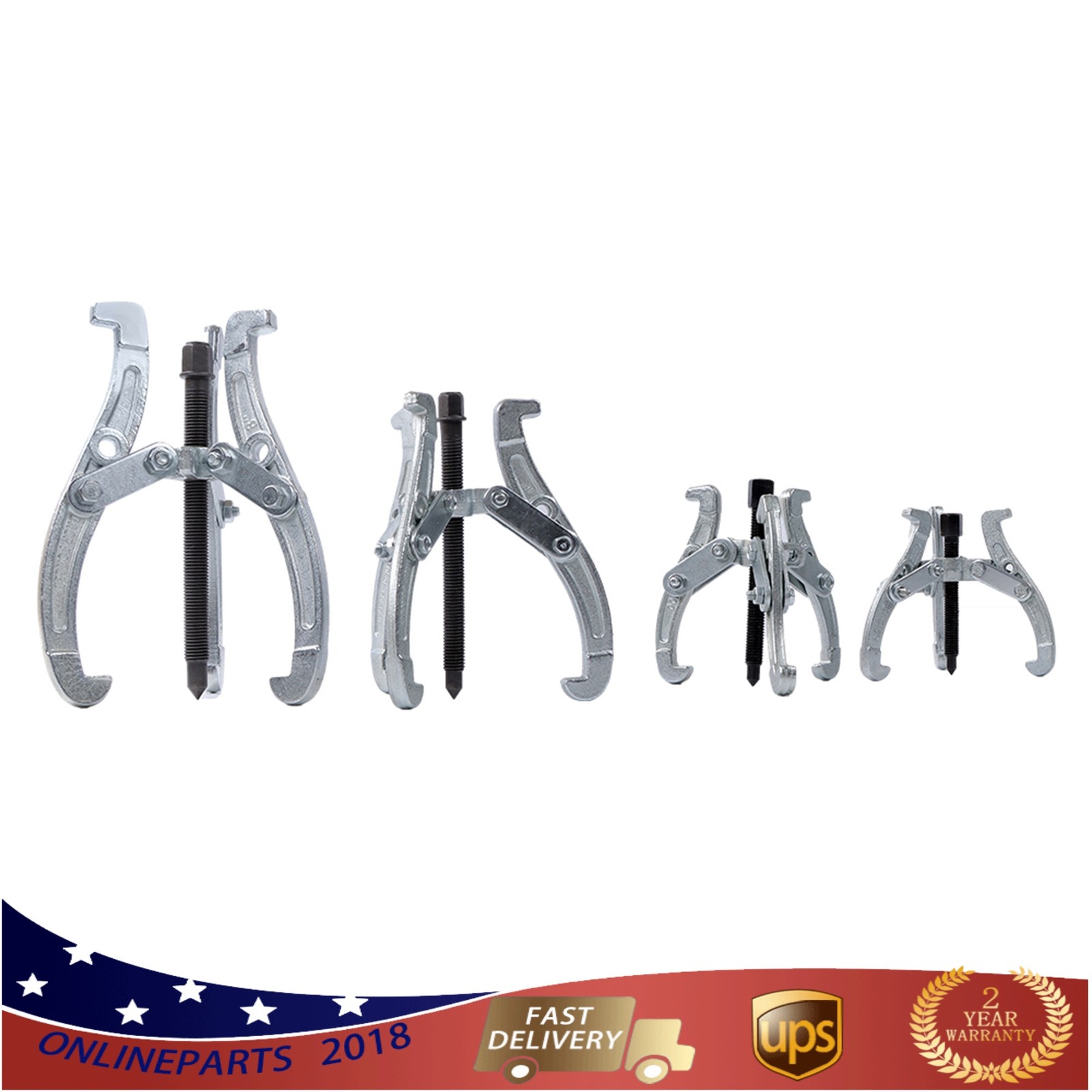 4 Pcs 3 Jaw Puller Tool Kit for Pulley Gear Bearing 3 in/4 in/6 in/8 in