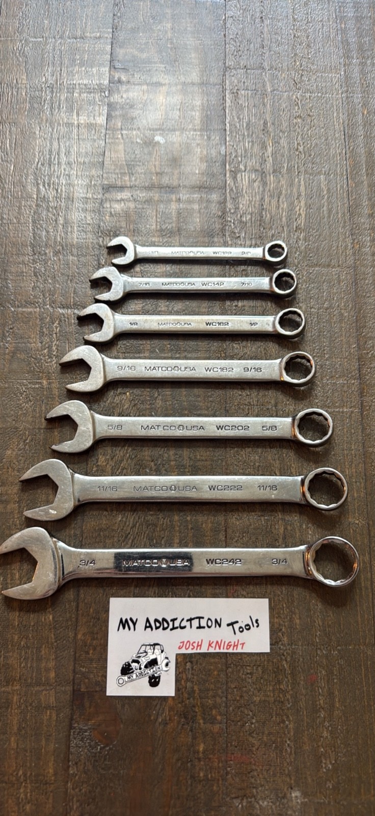 MATCO SAE wrench set 3/4 to 3/8 no owner markings all work great
