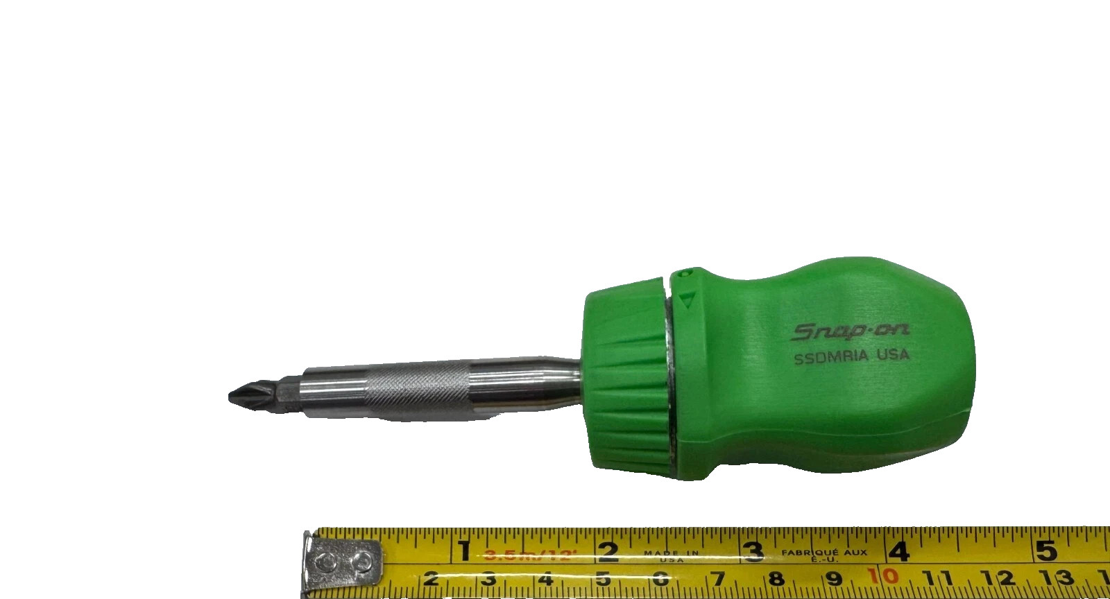 Snap-on Tools GREEN Stubby Hard Handle Ratcheting Screwdriver SSDMR1AG USA NEW