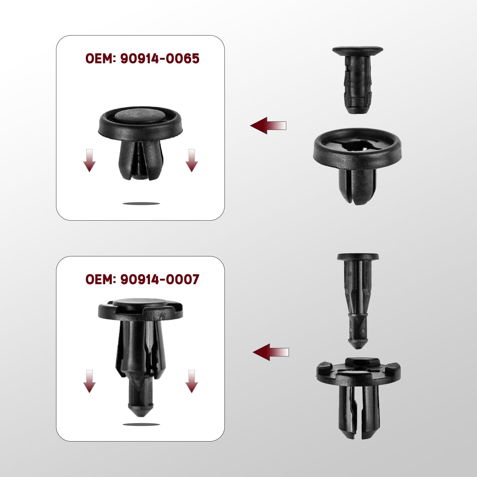 Xislet 121pcs Plastic Rivets Clips 7mm 8mm 9mm 10mm One Size, Black