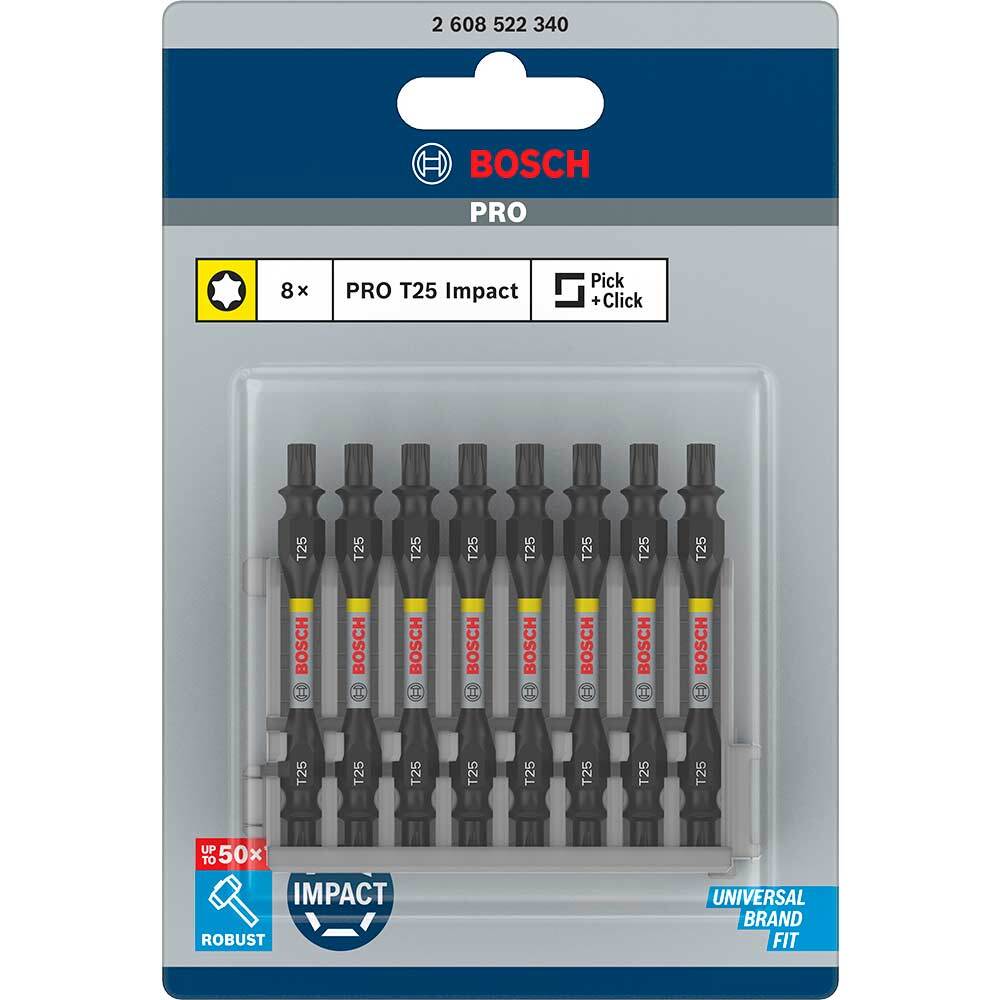 Bosch PRO Impact Torx Screwdriver Bit T25 65mm Pack of 8