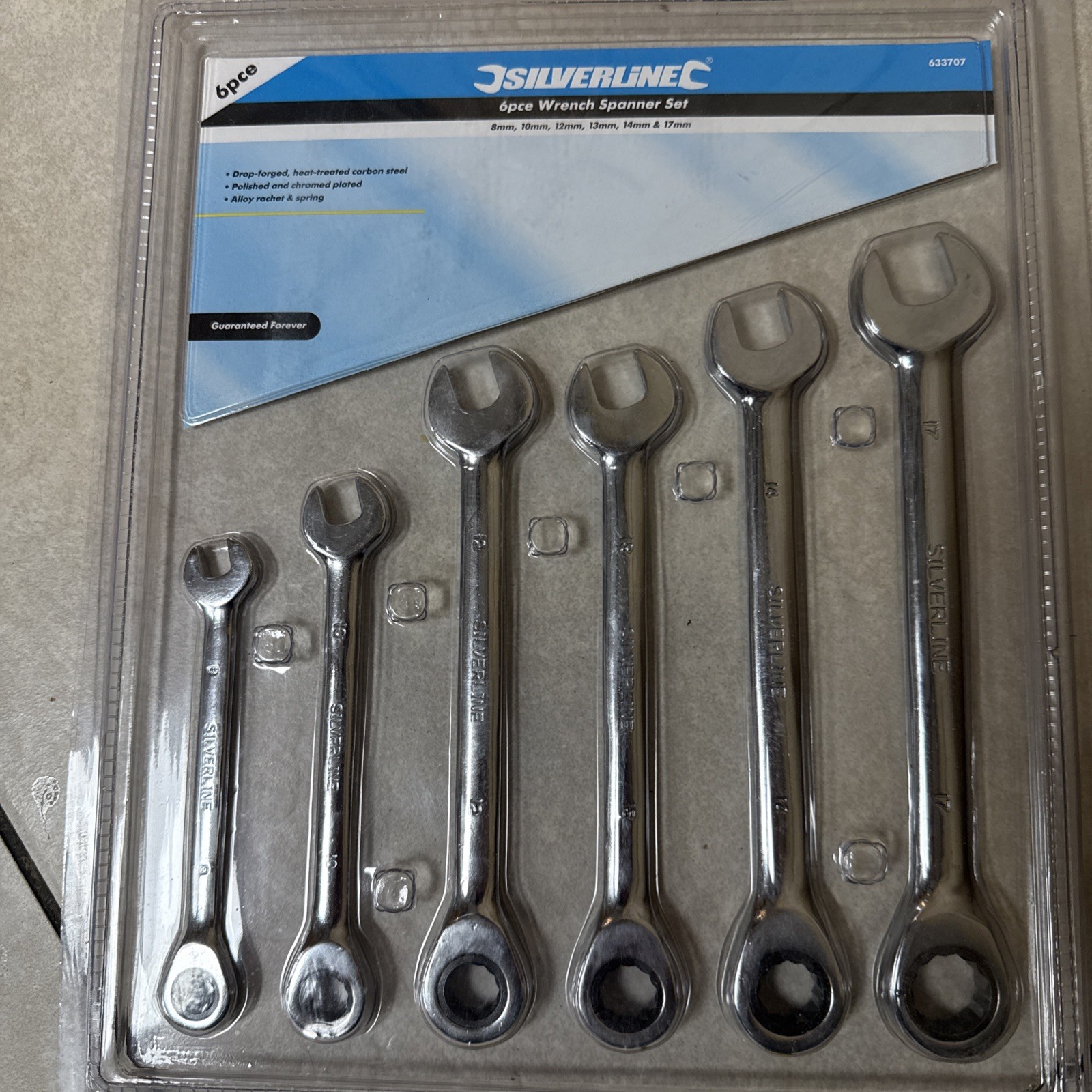SilverLine 6 Pce Wrench Spanner Set 8Mm10 Mm 12 Mm 13 Mm 14 Mm 17 Mm ￼