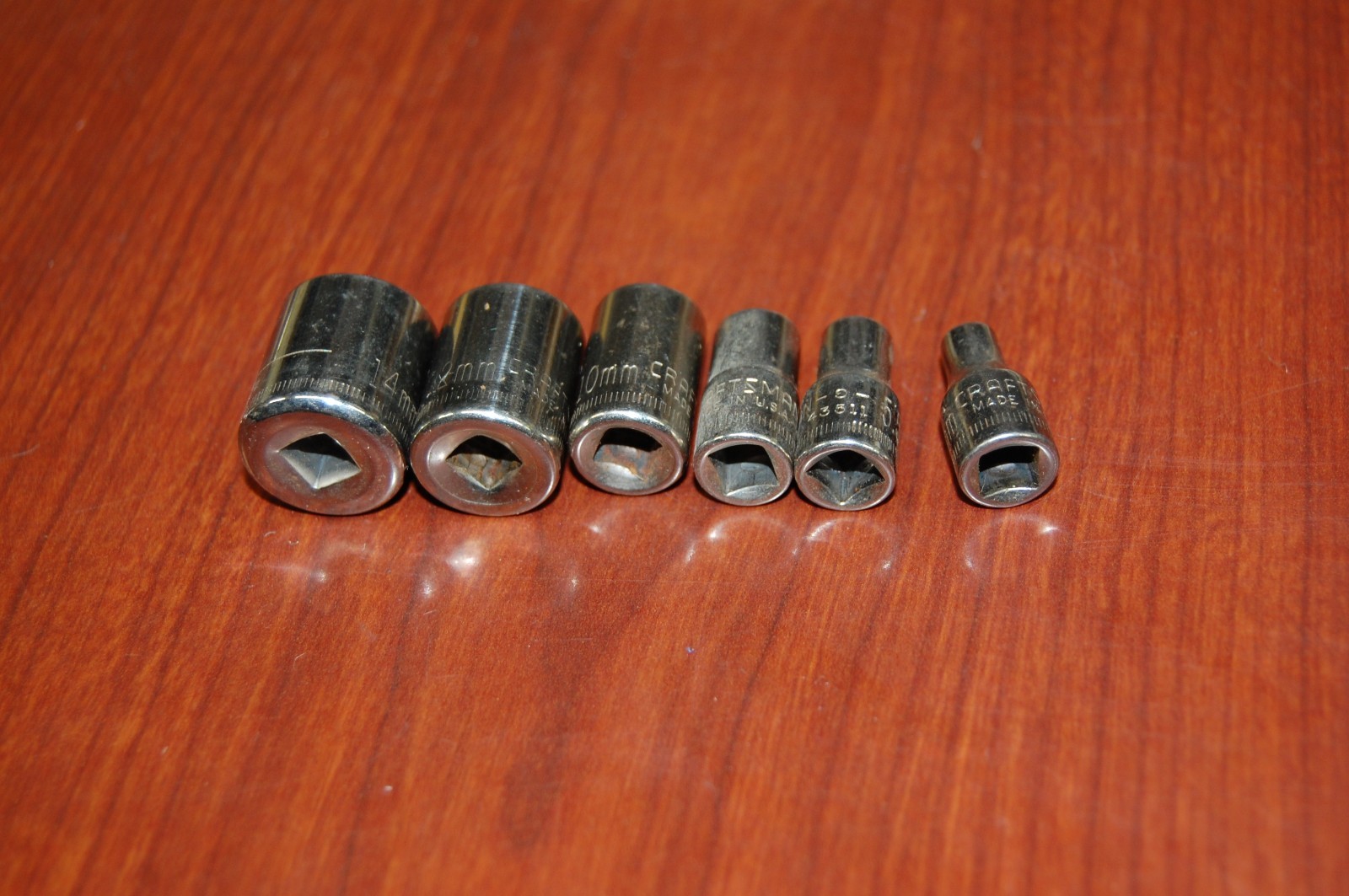 A+5 1/4 Drive 6 Point Metric Sockets by Craftsman 14,12,10,7,5.5,4 Lot of 6