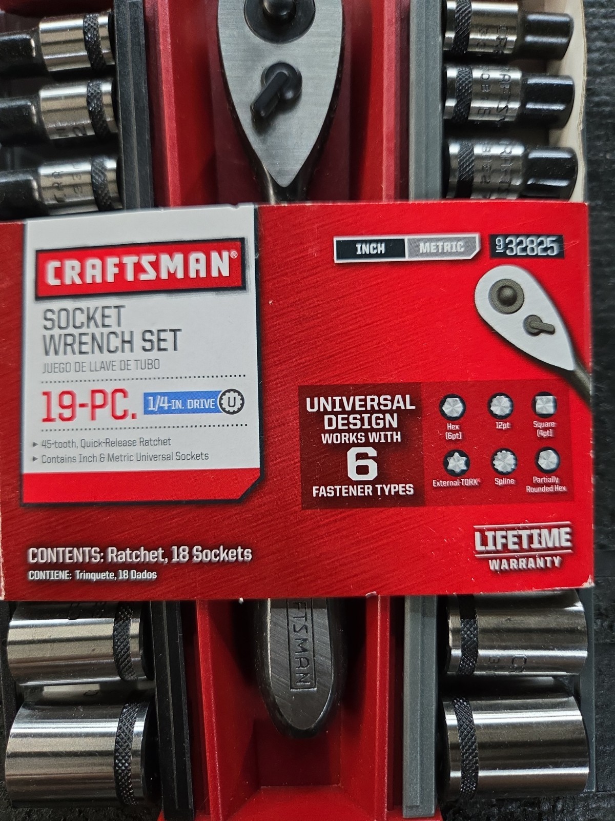 NOS Craftsman 19 Pc SAE Metric 1/4” Drive Universal Socket Wrench Set 32825