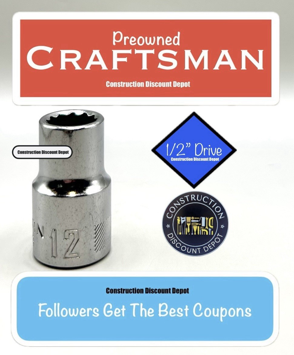 USED CRAFTSMAN Shallow Socket Metric 1/2″ Drive 12mm 12 Point CMMT44233 12 MM