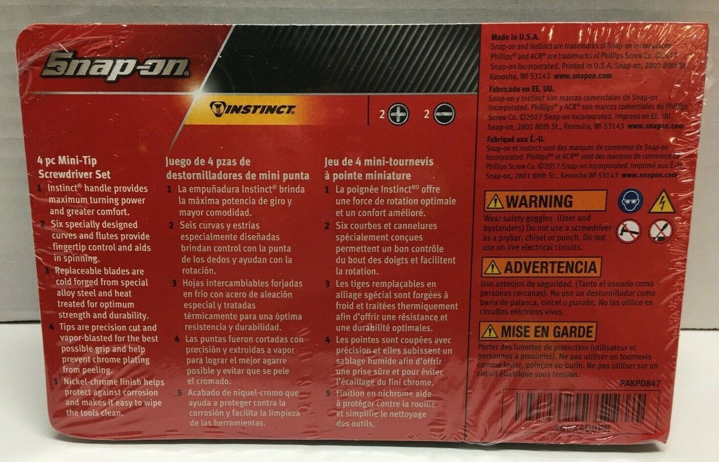 *NEW* Snap-on Mini Screwdriver Set SGDX40BR *RED SOFT HANDLES* 4 pcs. *NEW*