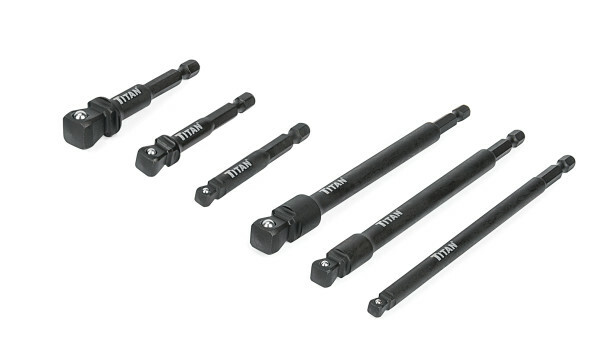 Titan 49036 6pc 1/4″ Hex Drive Impact Wobble Socket Adapter Set