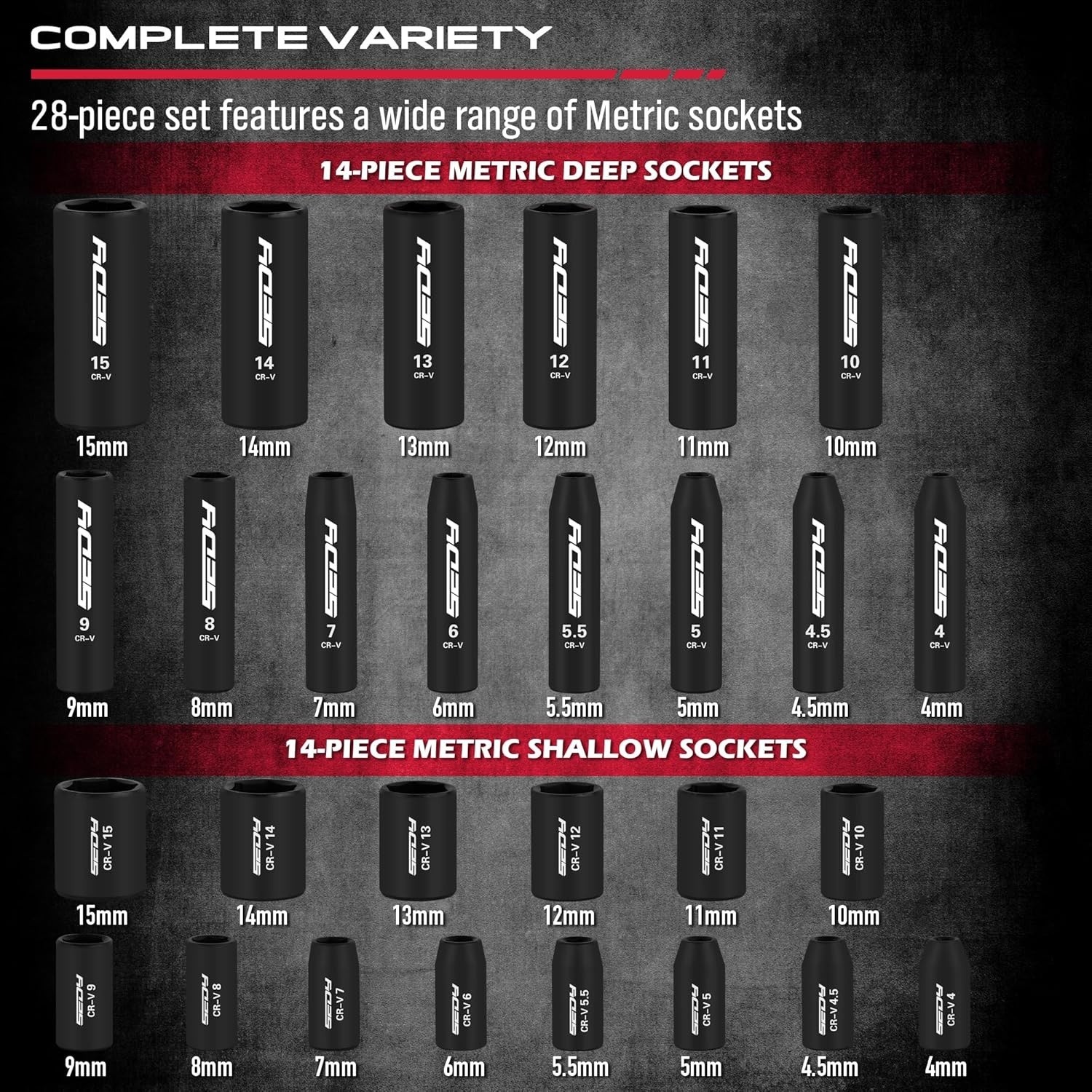 73-Piece Hex Torx Bit Impact Socket-Set, Master Impact Socket Set, SAE Metric