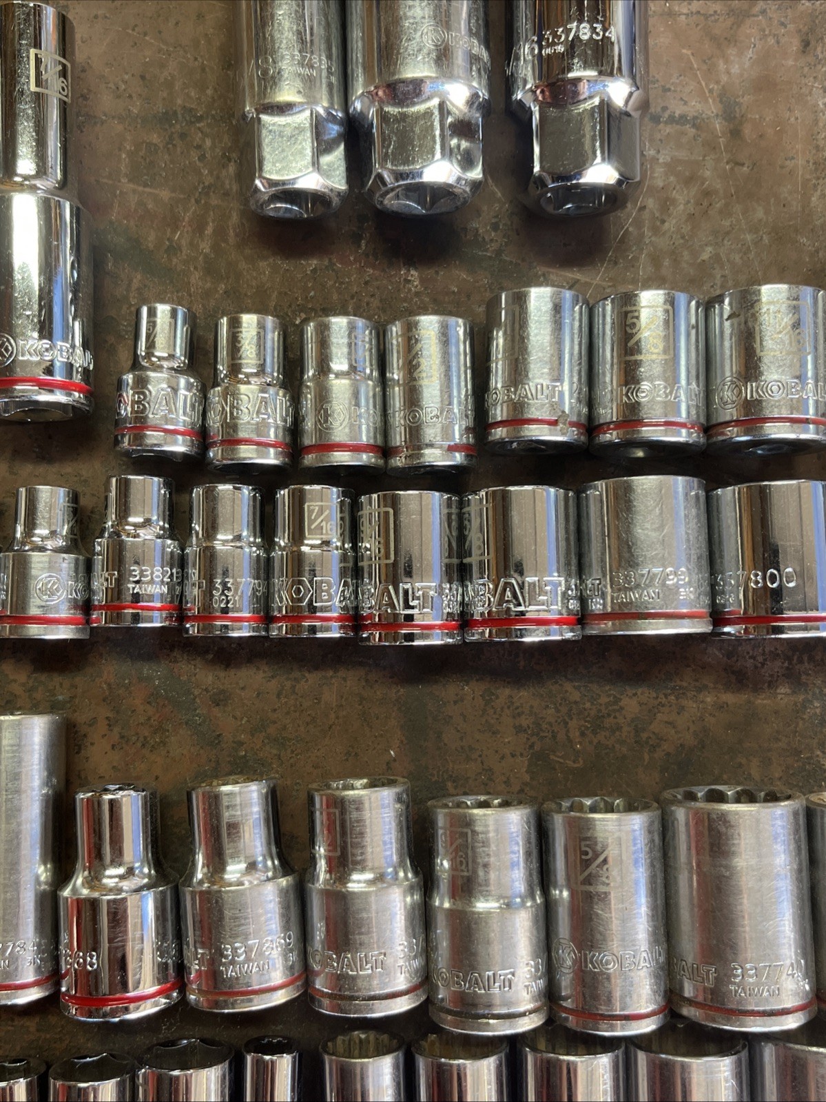 🔥 Kobalt 1/4 3/8 1/2 Drive 62 Piece 6 & 12 Point Short Deep Socket Set Lot Sae