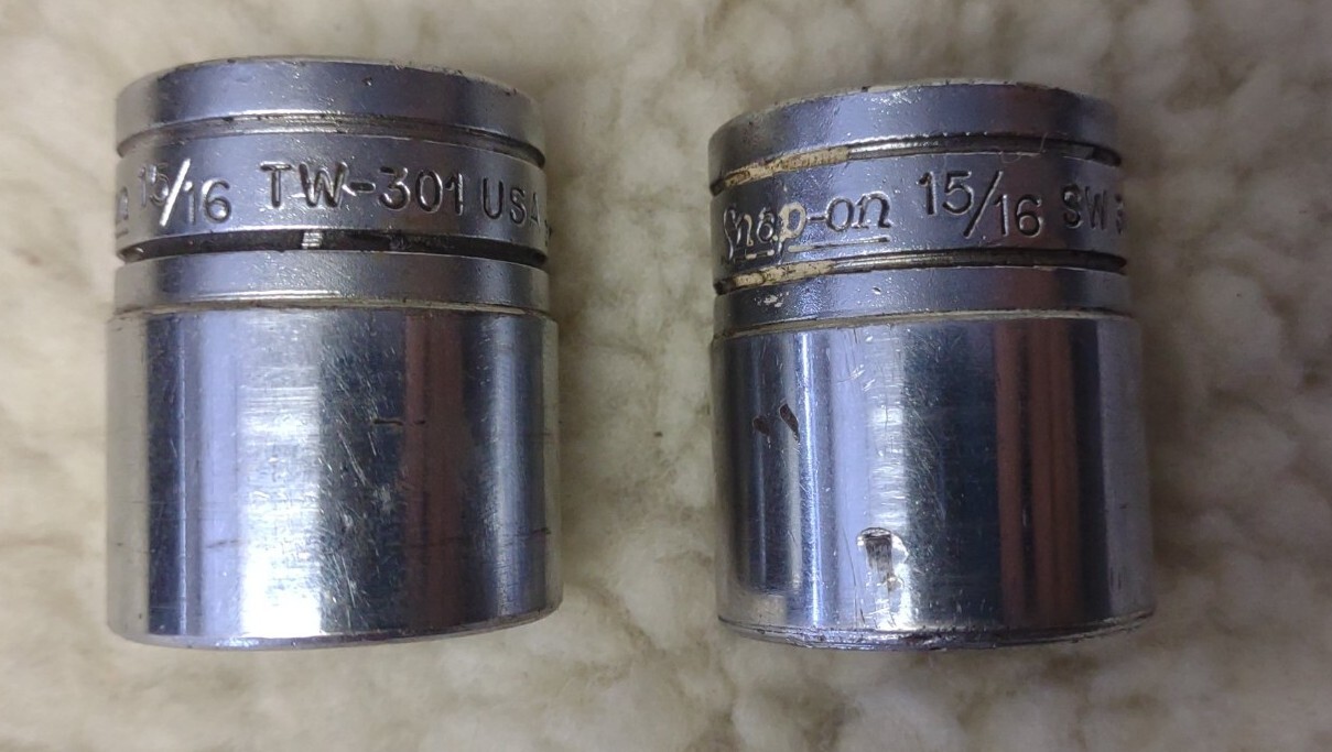 2-Snap On 1/2″ Drive 15/16″ Shallow 6pt +12pt Sockets TW301 and sw301