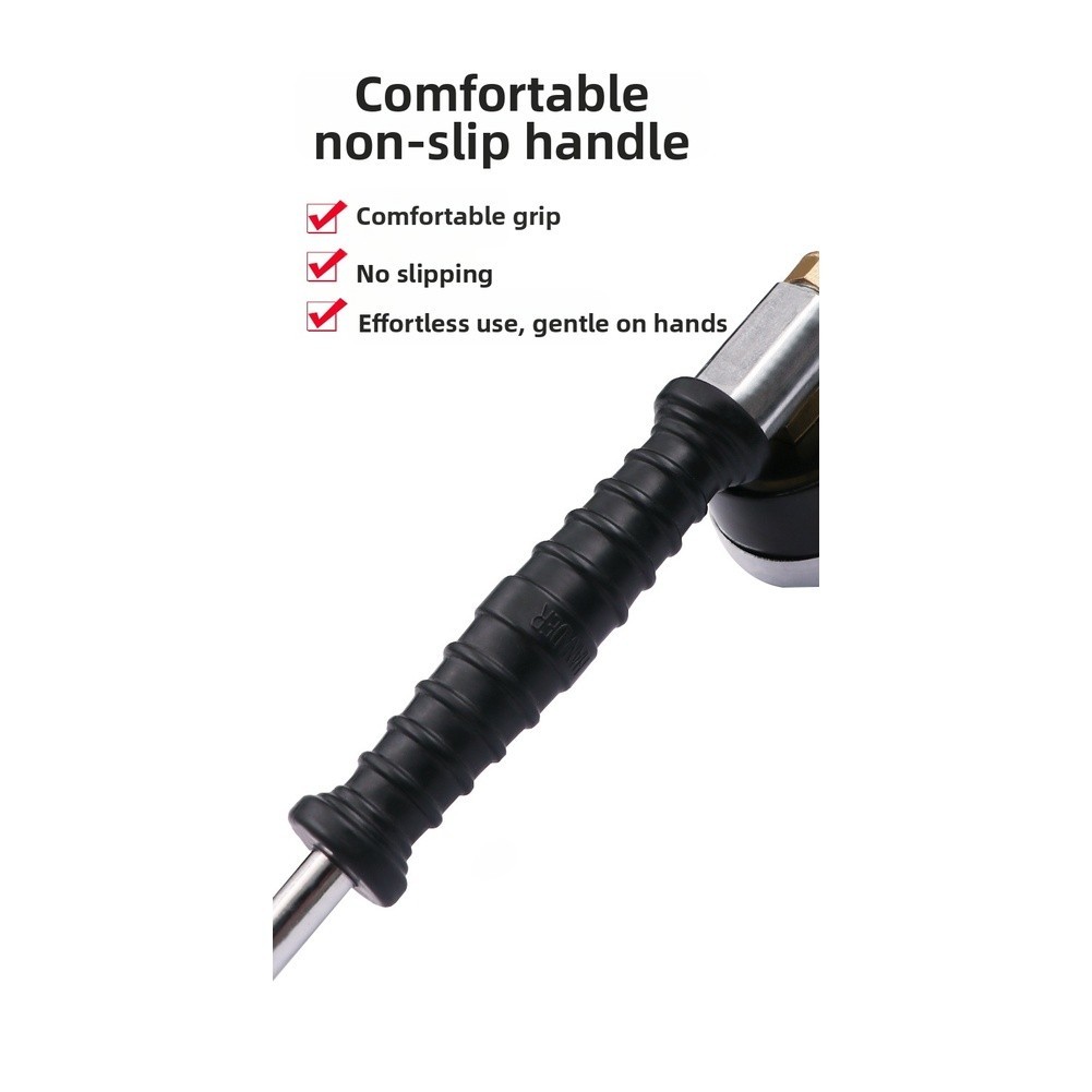 Heavy Duty Tire Air Pump Hose Extension with Pressure Gauge and Elbow Connector