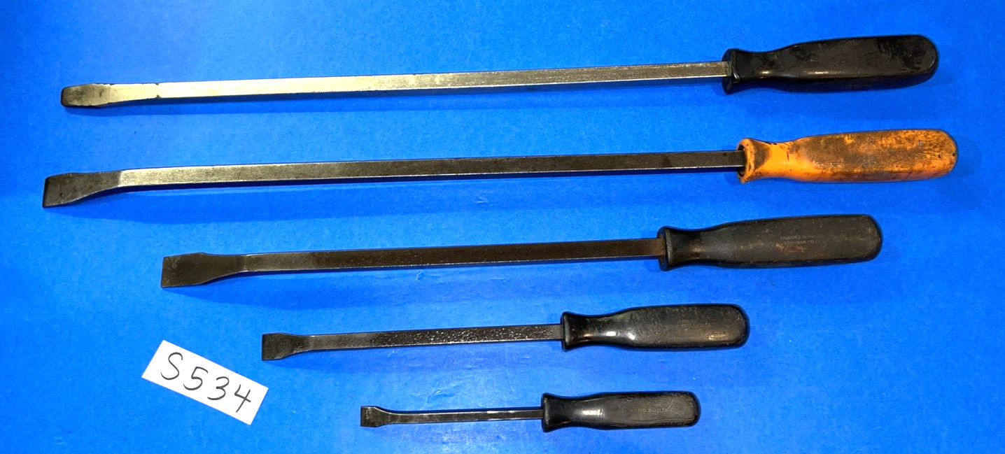 SNAP-ON TOOLS 5 PIECE OLDER PRYBARS & LARGE SCREWDRIVER