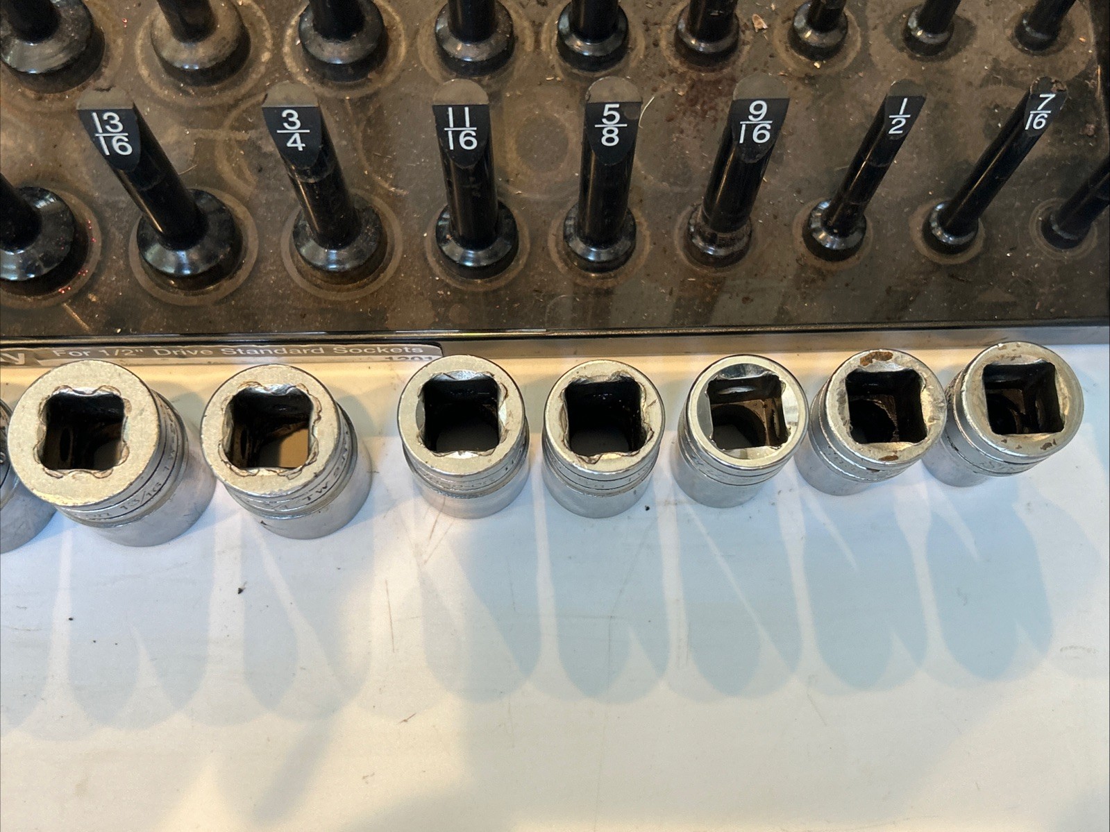 Snap-On 313TWYA 12pc SAE 1/2″ Drive Shallow 6pt Socket Set 1-1/8″ – 7/16″