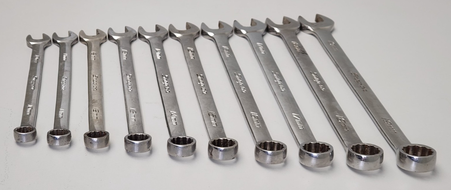 10-pc, Snap-on OEXM710B 12-Pt Metric Flank Drive Combination Wrench Set 10-19mm