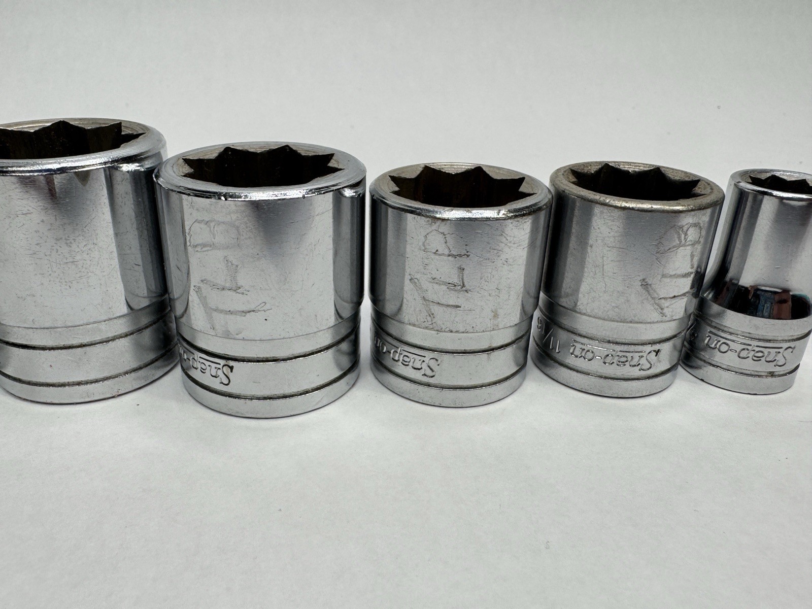 Vintage Snap-on 1/2” Drive 8 Point SAE Socket Lot 7 USA 3/8”-1” SW Series SQUARE