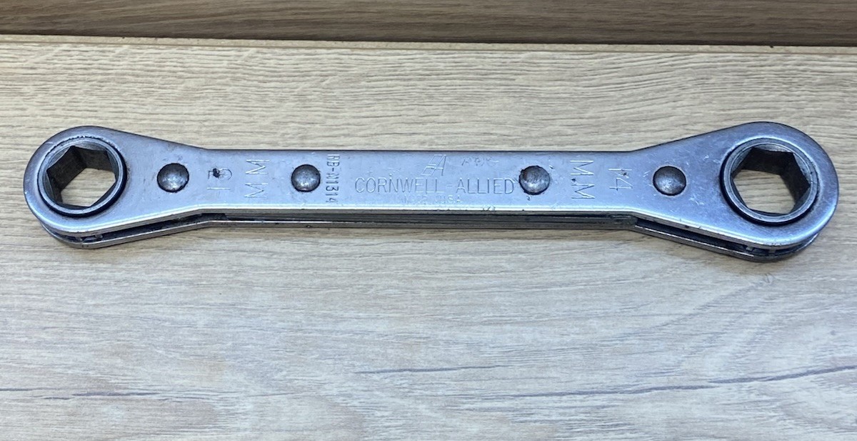 Vintage Cornwell Allied RB-M1314 Ratcheting Box Wrench 11mm 14mm USA Works