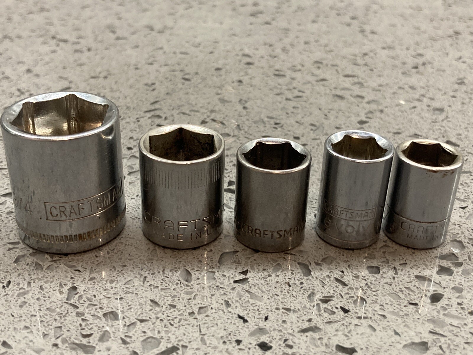 Vintage Craftsman Lot of 5 Sockets 43498, 43499, 43547 USA + 2 Others 6 Point