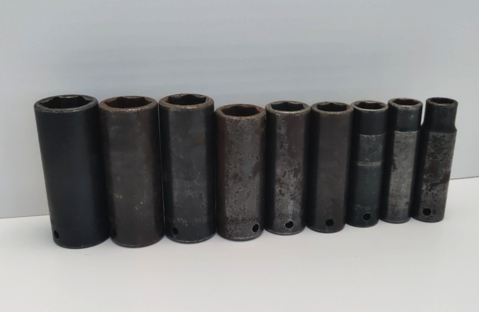 SNAP-ON TOOLS_ 1/2″ Drive 6 pt Deep SAE Impact Socket Set – 1/2″ to 1.0″ (9pcs)