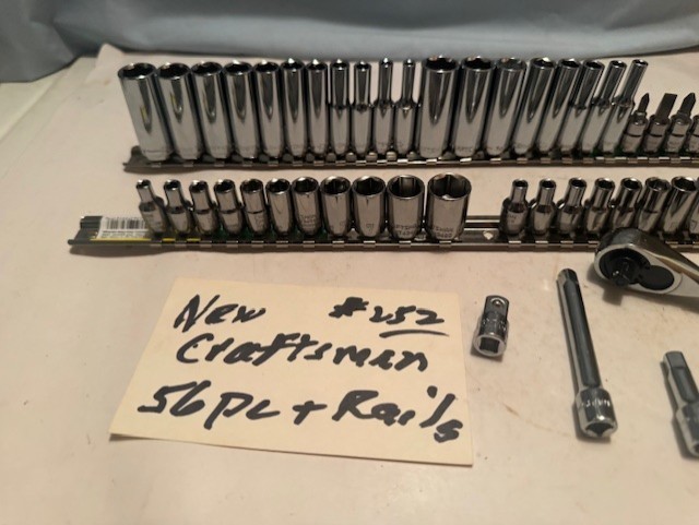 CRAFTSMAN 1/4″ DR -56 PC / RATCHET + SOCKETS/ DEEP /STD METRIC & SAE SET+ RAILS