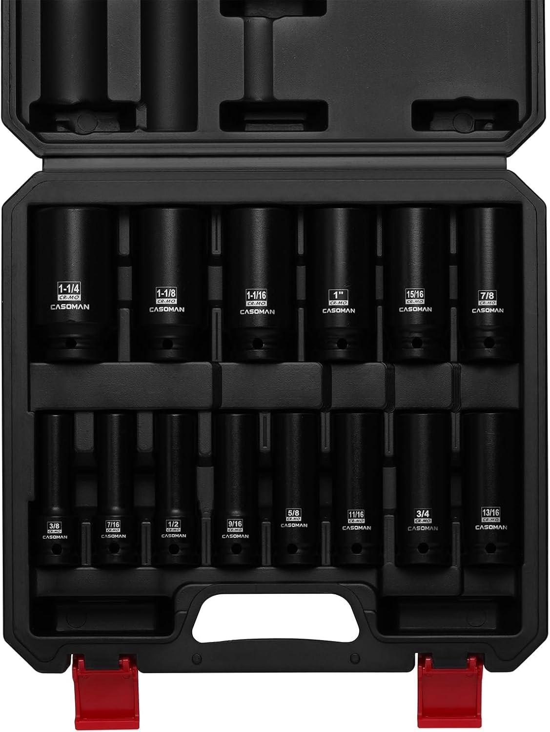 14PCS 1/2″ Drive Deep Impact Socket Set SAE, 6-Point, CR-MO, 3/8″ to 1-1/4″