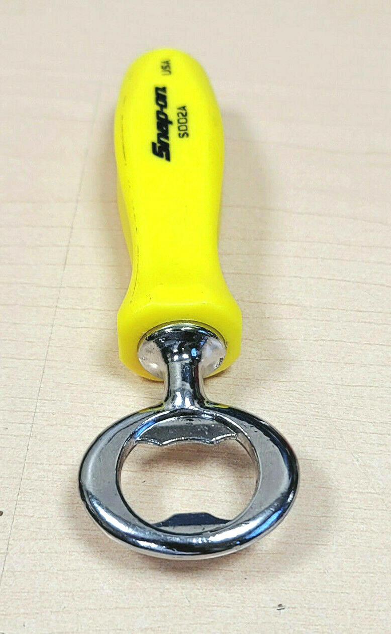 Snap On Deep Hi Viz Yellow Hard Plastic Handle Bottle Opener AWESOME Gift Idea